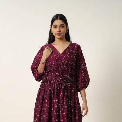 Mercerized Cotton Flared Pochampally Ikat Dress 08