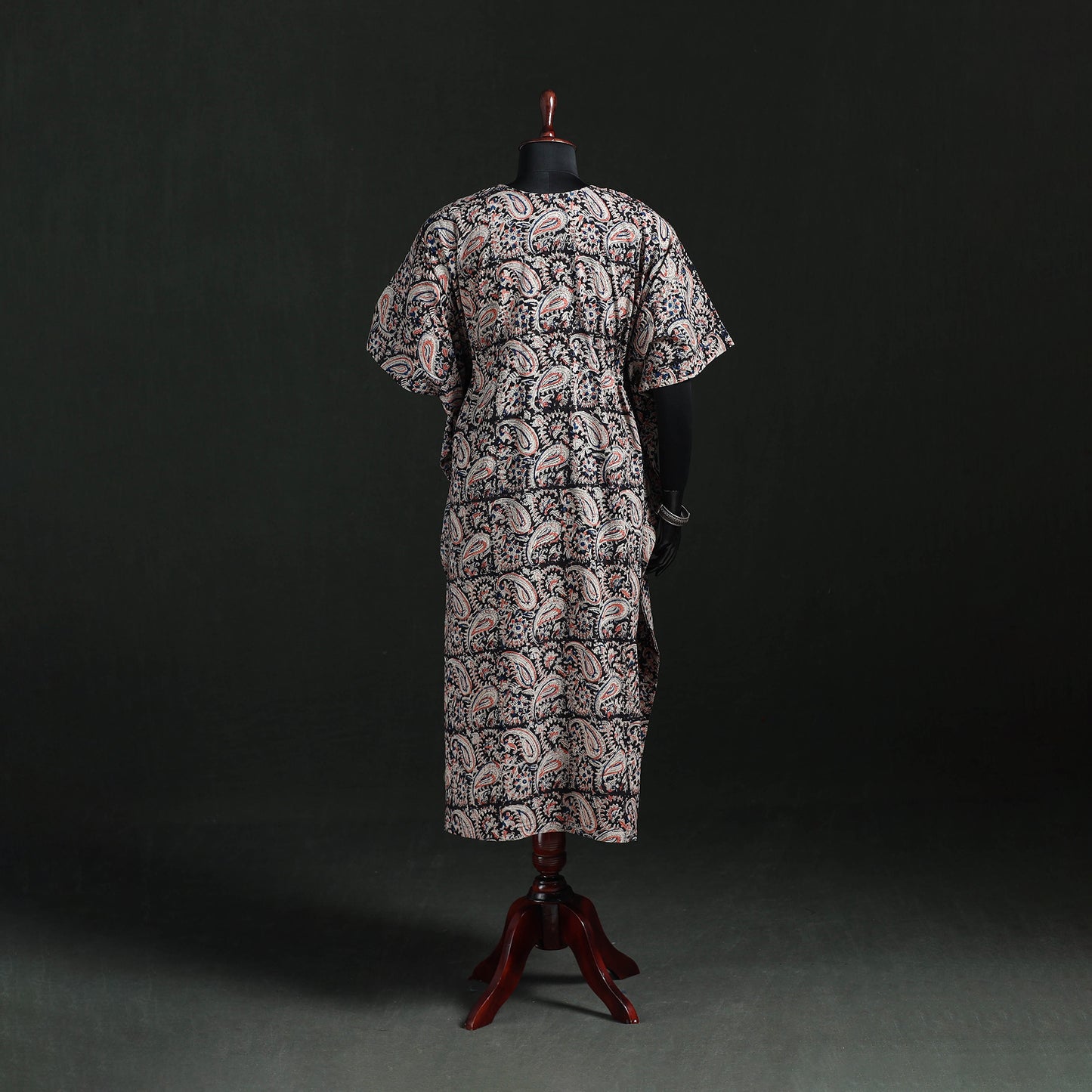 Kalamkari Hand Block Print Natural Dyed Cotton Kaftan (Long) 04