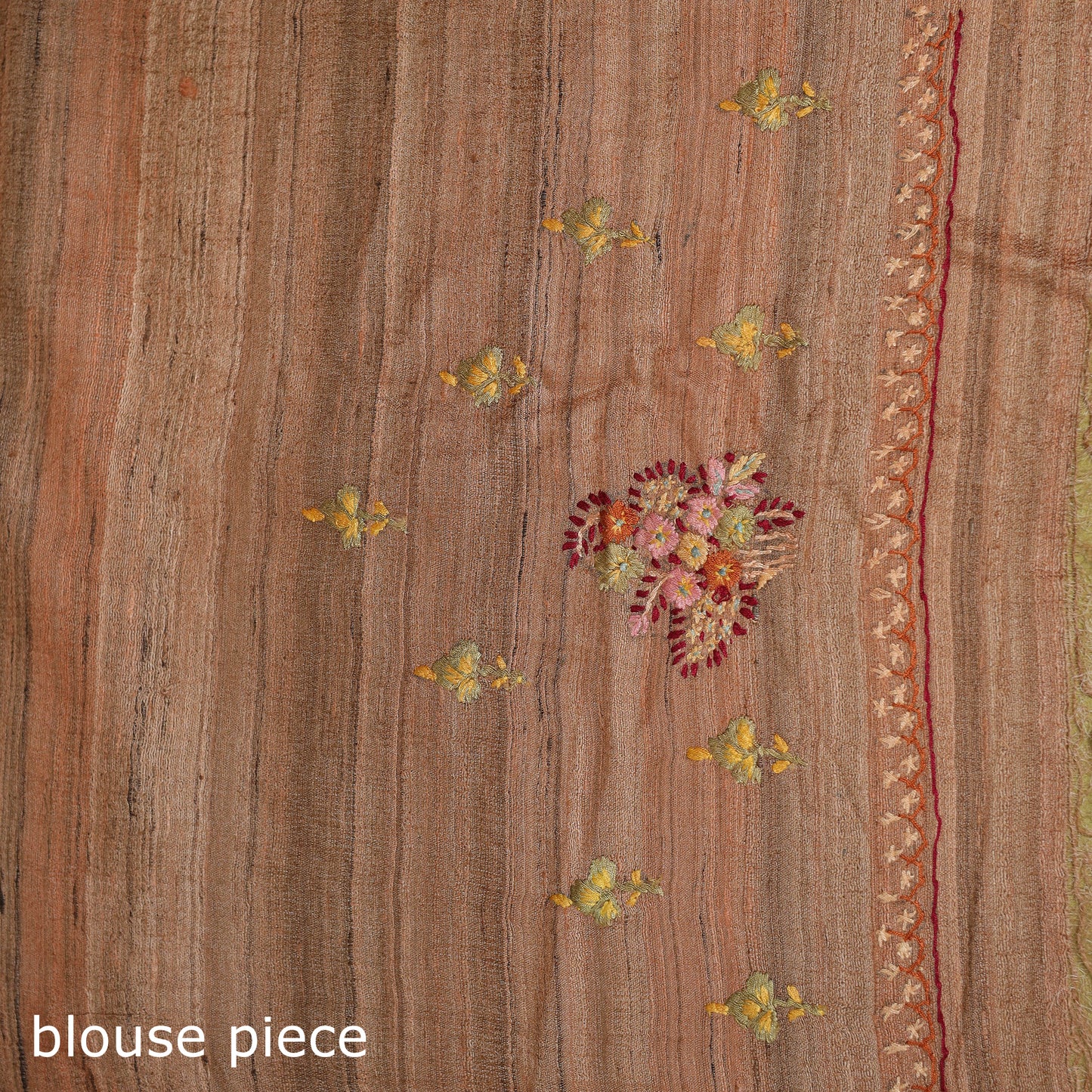 Brown - kashidakari hand embroidery pure tussar silk saree