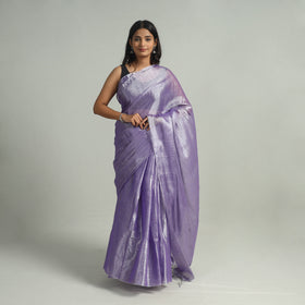 Purple Bengal Fine Tissue Zari Saree Online at iTokri.com