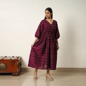 Buy Mercerized Cotton Flared Pochampally Ikat Dress