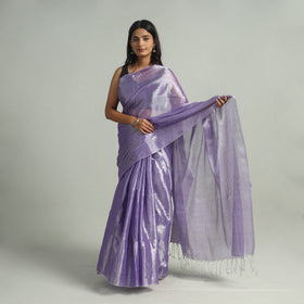 Purple Bengal Fine Tissue Zari Saree Online at iTokri.com