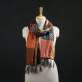 Pure Silk Reversible Patchwork Stole with Tassels 17