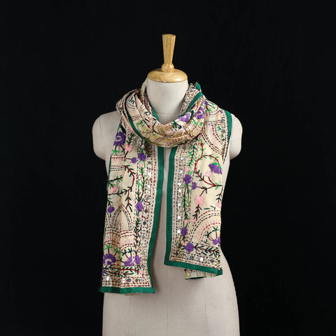 Ranihati Chanderi Silk Hand Embroidered Stole 100