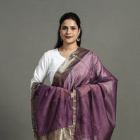 Purple - Handloom Silk Cotton Zari Work Maheshwari Dupatta 38