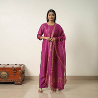 Elegant Linen Silk Handloom Plain Kurta Set 10