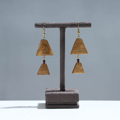 Handcrafted Double Triangle Shaped Bamboo Earrings