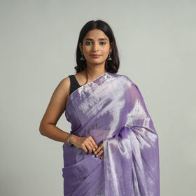 Purple Bengal Fine Tissue Zari Saree Online at iTokri.com