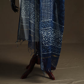 Pipad Hand Block Print Natural Dyed Kota Doria Cotton Dupatta 16