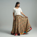 Yellow - hand printed cotton long kalamkari skirt 06