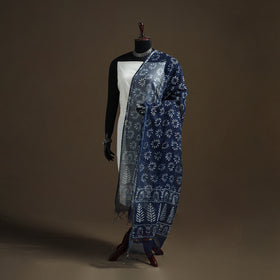 Pipad Hand Block Print Natural Dyed Kota Doria Cotton Dupatta 17