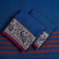 Blue - 3pc Mercerized Cotton Dharwad Dress Material 16