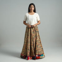 Yellow - Hand Block Printed Cotton Long Kalamkari Skirt 06