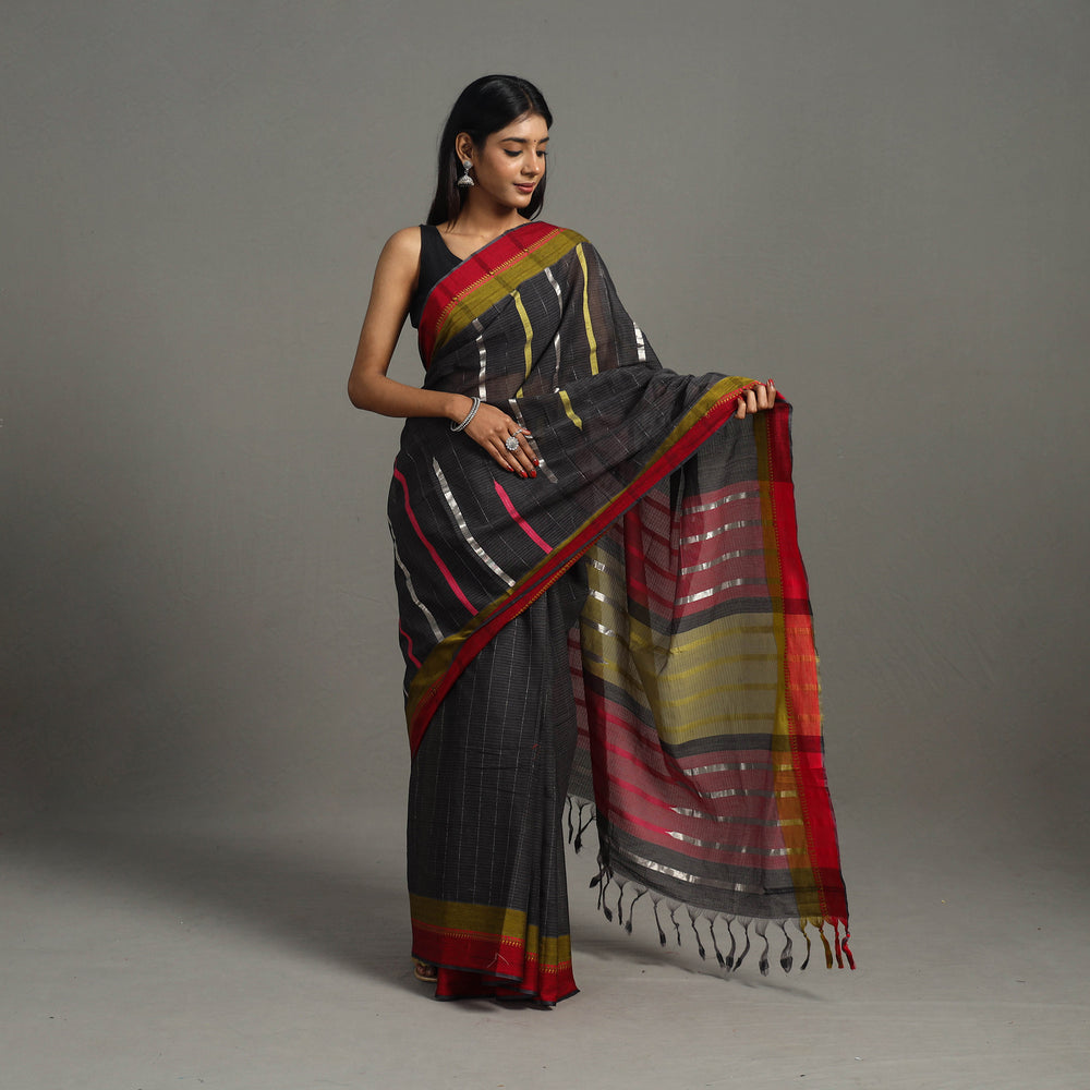 Black - Zari Work Cotton Handloom Saree 30