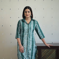 Green - Tie & Dye Cotton Straight Shibori Kurta 15