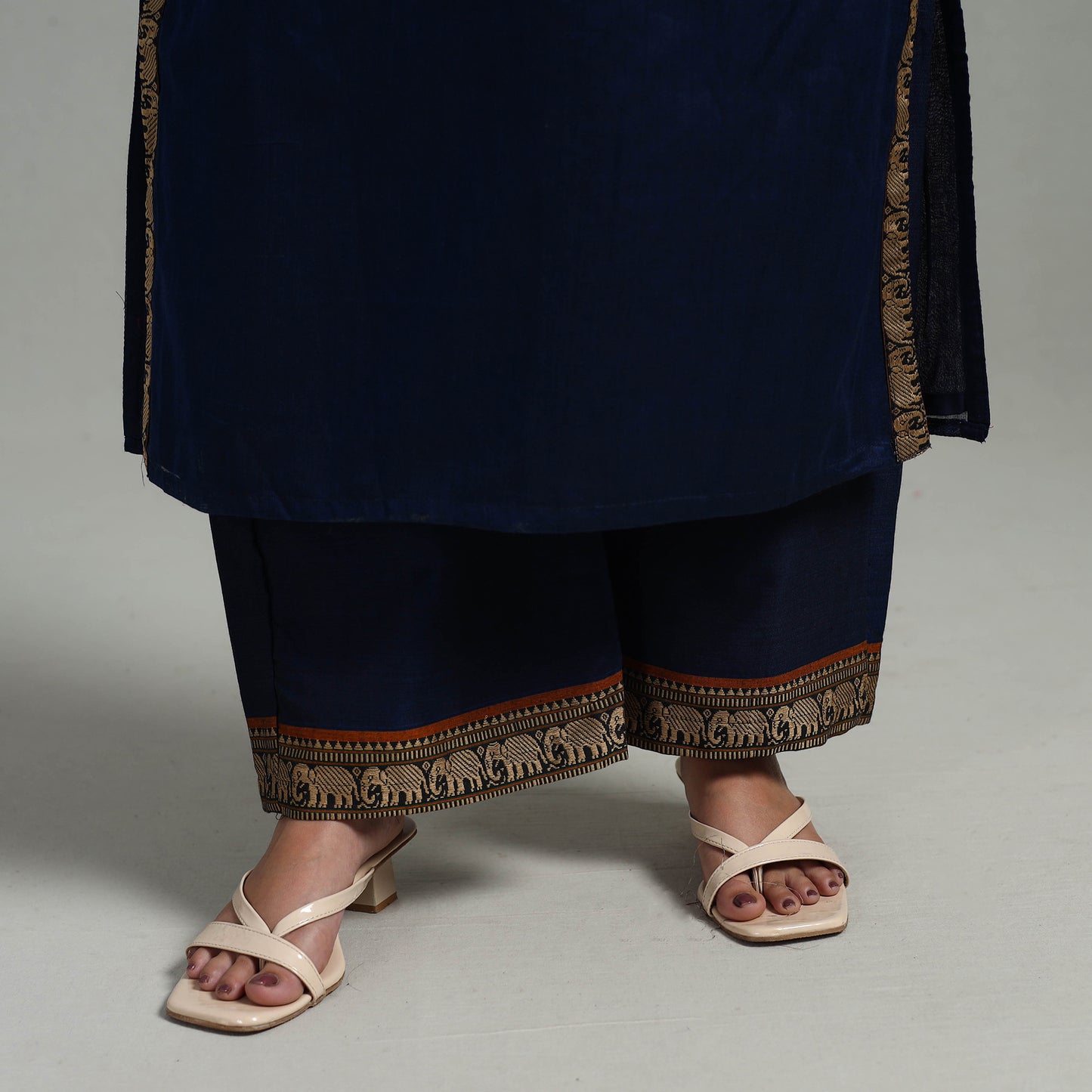 Blue - Cotton Dharwad Kurta Set with Palazzo & Dupatta 22