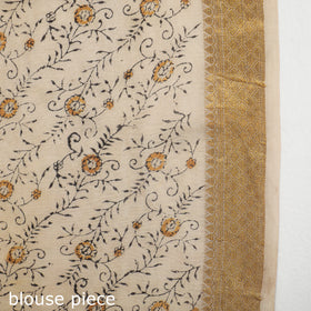 Brown Original Pedana Kalamkari Block Print Chanderi Silk Saree