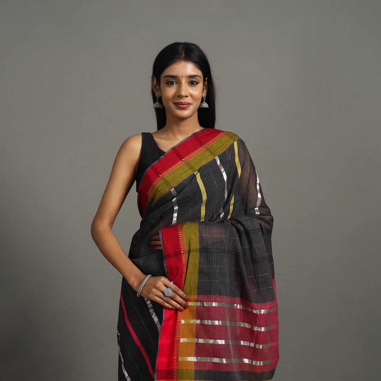 Black - Zari Work Cotton Handloom Saree 30