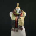 Pure Silk Reversible Patchwork Stole with Tassels 23