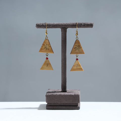  Handcrafted Double Triangle Shaped Bamboo Earrings 