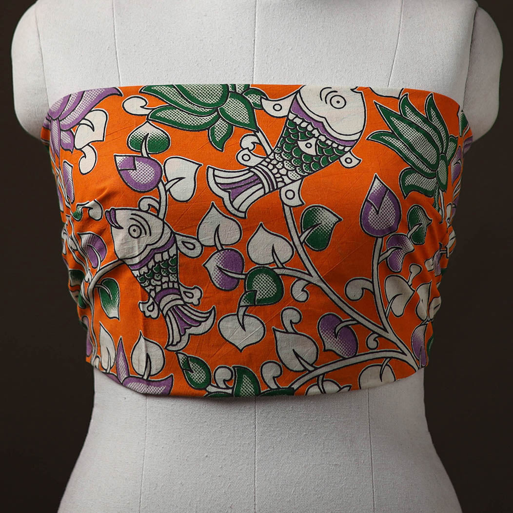 Kalamkari Print Cotton Unstitched Blouse Piece 15