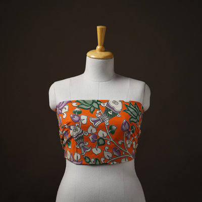 Kalamkari Print Cotton Unstitched Blouse Piece 15