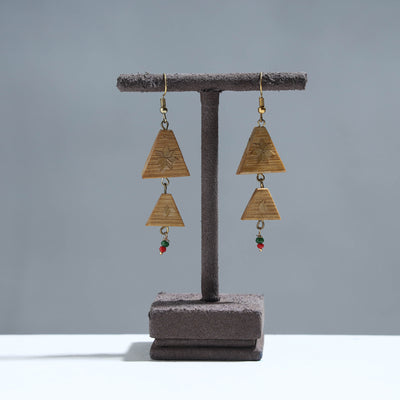 Handcrafted Double Triangle Shaped Bamboo Earrings