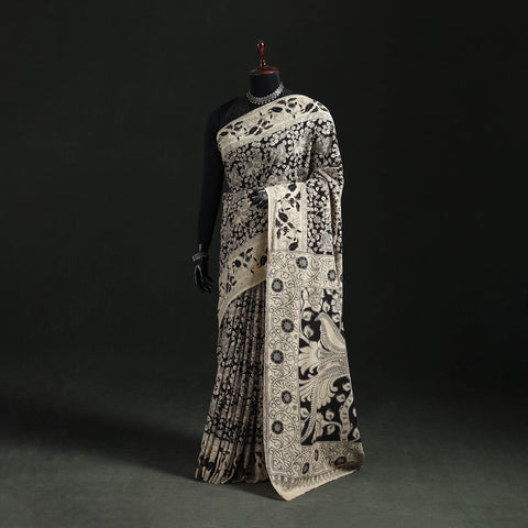 Beige - Kalamkari Printed Cotton Saree 34