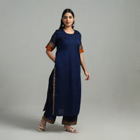 Blue - Cotton Dharwad Kurta Set with Palazzo & Dupatta 22