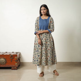 Beige - Straight Cotton Kalamkari Kurta 07