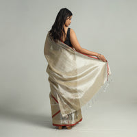 Beige - Bengal Fine Tissue Zari Saree 02