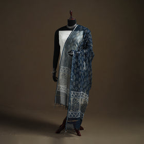 Pipad Hand Block Print Natural Dyed Kota Doria Cotton Dupatta 18