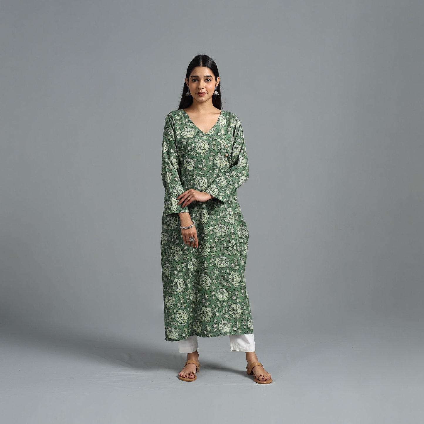 Block Printed Cotton Straight Bagru Kurta 03