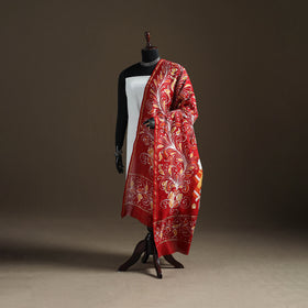 Red - Hand Batik Print Handloom Chanderi Silk Dupatta 01