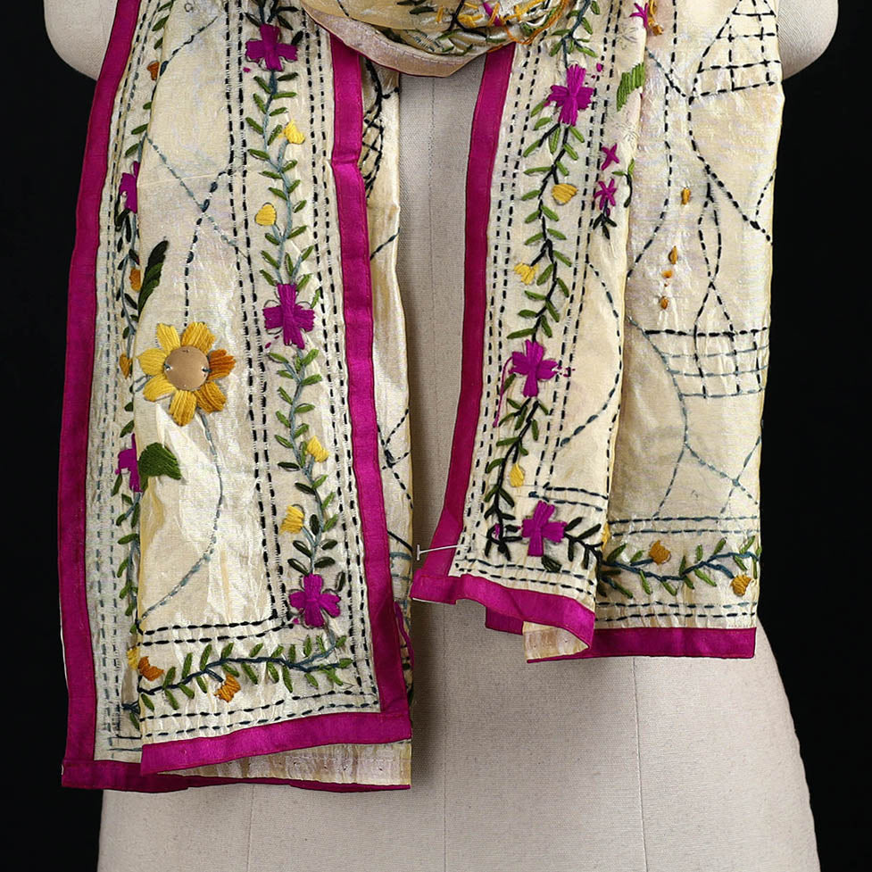 Ranihati Chanderi Silk Hand Embroidered Stole 107