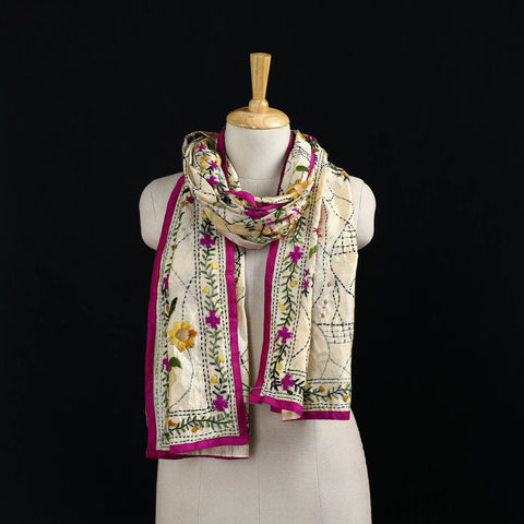 Ranihati Chanderi Silk Hand Embroidered Stole 107