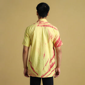 Yellow - Shibori Tie-Dye Cotton Men Half Sleeve Shirt 06
