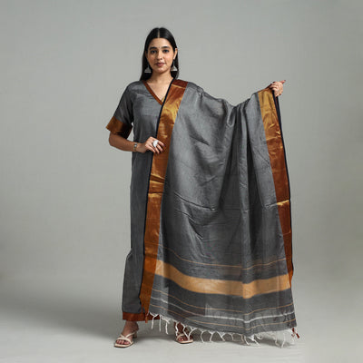 Grey - Cotton Dharwad Kurta Set with Palazzo & Dupatta 05