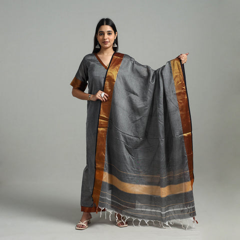 Grey - Cotton Dharwad Kurta Set with Palazzo & Dupatta 05