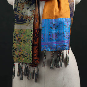 Pure Silk Reversible Patchwork Stole with Tassels 27