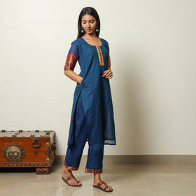 Blue - Dharwad Cotton Kurta with Palazzo & Dupatta Set 12