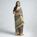 Beige Original Pedana Kalamkari Block Print Chanderi Silk Saree