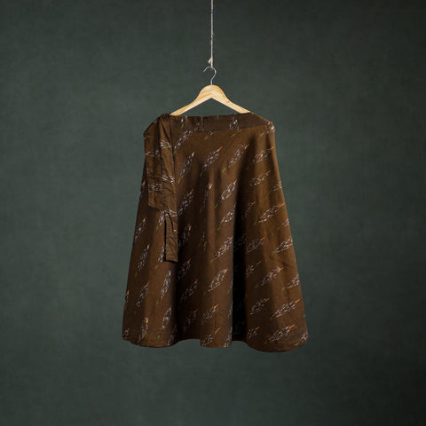 Brown - Pochampally Ikat Cotton Wrap Around Skirt 47