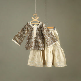 Girls Gota Work Bagh Block Print Cotton Kurta with Sharara Set (3-4 Years) 44