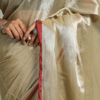 Beige - Bengal Fine Tissue Zari Saree 02