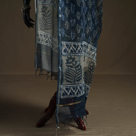 Pipad Hand Block Print Natural Dyed Kota Doria Cotton Dupatta 18