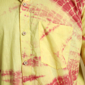 Yellow - Shibori Tie-Dye Cotton Men Half Sleeve Shirt 06