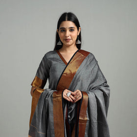 Grey - Cotton Dharwad Kurta Set with Palazzo & Dupatta 05