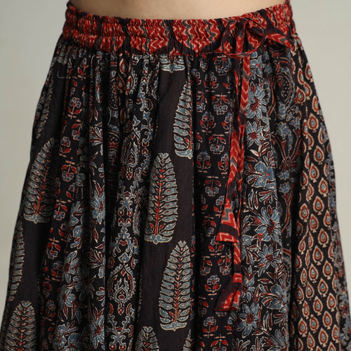 Multicolor - Kutch Block Printed 24 Kali Cotton Long Skirt 37