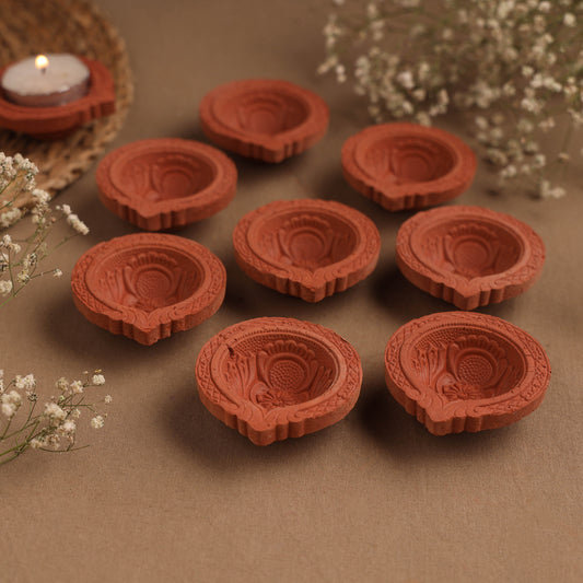 Festive Decor Handmade Terracotta Diyas (Set of 10) 02